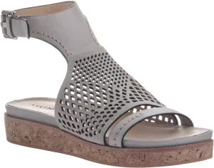 Grey Wedge Sandalwith Cutouts PNG