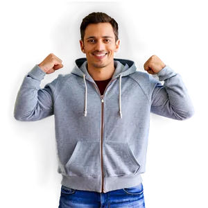 Grey Zip Up Hoodie PNG 06292024