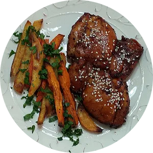 Grilled Chicken Sweet Potato Fries PNG