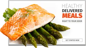 Grilled Salmon Asparagus Meal Delivery Service PNG image