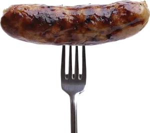 Grilled Sausageon Fork PNG image