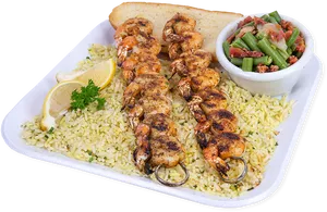 Grilled Shrimp Skewers Plate PNG image