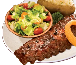 Grilled Steakwith Saladand Baked Potato