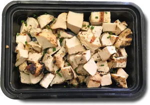 Grilled Tofu Cubes Container PNG image