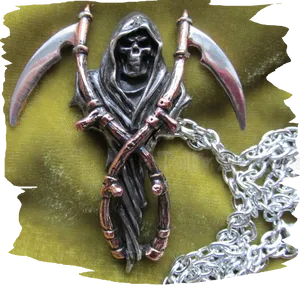 Grim Reaper Pendantwith Scythe PNG image