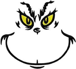 Grinch Face Embroidery Design PNG