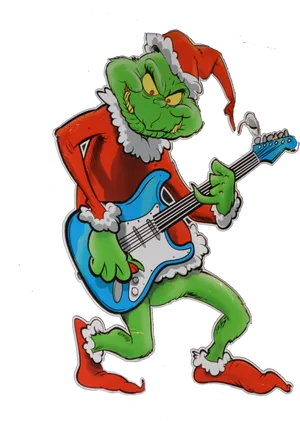 Grinch Playing Guitar Christmas PNG image