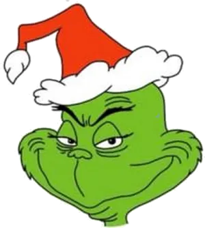 Grinch Smiling Christmas Hat PNG