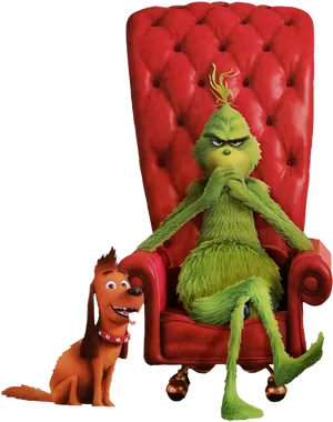 Grinchand Dog Red Chair PNG image