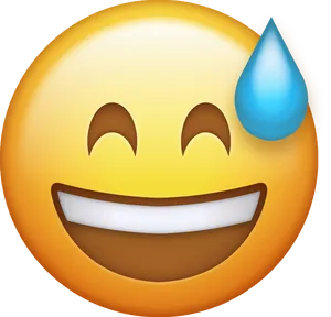 Grinning Face With Sweat Emoji PNG image