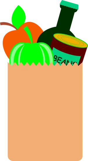 Grocery Bag With Fresh And Packaged Food Items PNG image