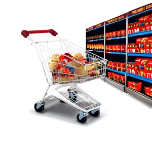 Grocery Cart In Supermarket Aisle PNG Cmb PNG