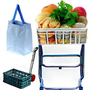 Grocery Cart With Boxes PNG 06282024