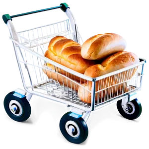 Grocery Cart With Bread PNG 06282024