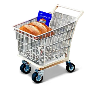Grocery Cart With Bread PNG Xij PNG
