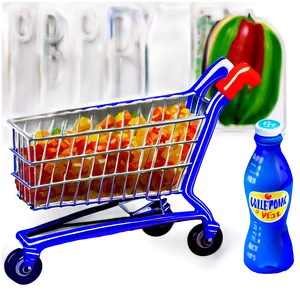 Grocery Cart With Drinks PNG 06282024