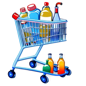 Grocery Cart With Drinks PNG Ghi