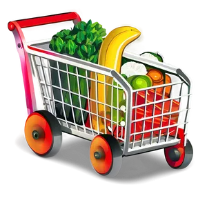 Grocery Cart With Goods PNG 93