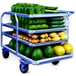 Grocery Cart With Goods PNG Rmk