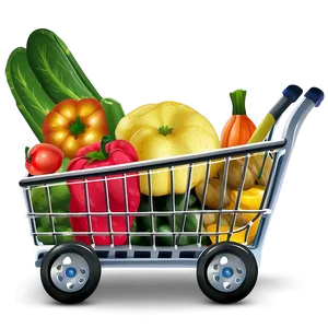 Grocery Cart With Produce PNG Ffh66 PNG