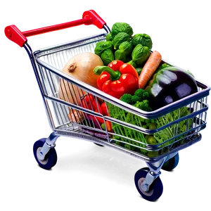 Grocery Cart With Vegetables PNG Ofx