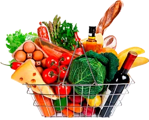 Grocery Shopping Basket Variety Items.png PNG image