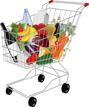 Grocery Shopping Cart Fullof Fresh Produce