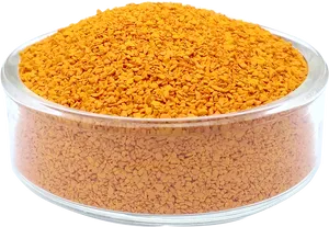 Ground Turmeric Powder Transparent Container PNG image