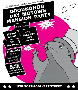 Groundhog Day Motown Mansion Party Poster PNG image
