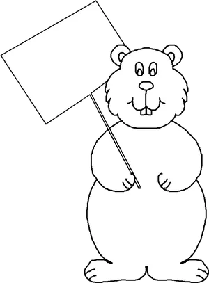 Groundhog Holding Blank Sign Illustration PNG image