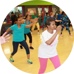 Group Aerobics Session PNG image