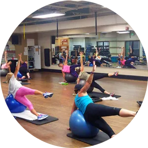 Group Aerobics Session With Balls PNG image