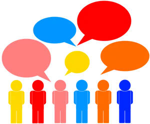 Group Discussion Colorful People Speech Bubbles