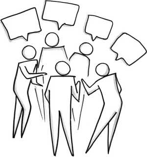 Group Discussion Sketch PNG image