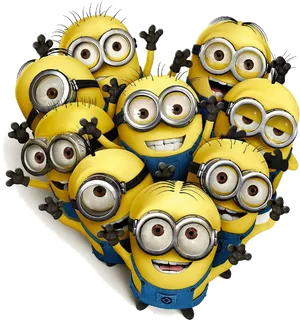 Groupof Minions Celebration PNG image