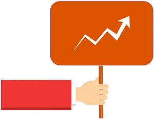 Growth Trend Sign Heldby Hand PNG image