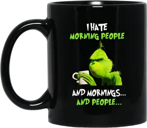 Grumpy Character Black Mug PNG