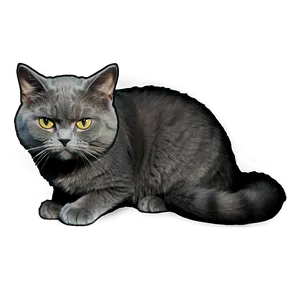 Grumpy Grey Cat PNG 97