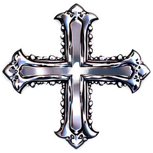 Grunge Chrome Heart Cross Design Png 06132024 PNG image