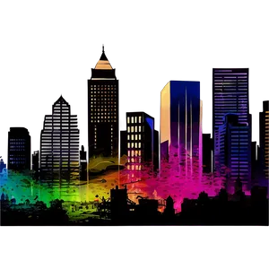 Grunge City Skyline PNG Etk