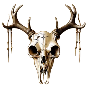 Grunge Deer Skull PNG 06132024