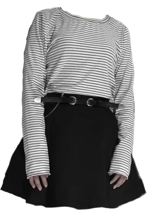 Grunge Inspired Striped Shirtand Black Skirt