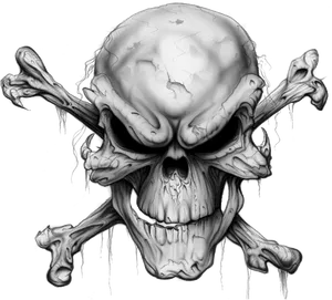 Grunge Skull Crossbones Artwork PNG