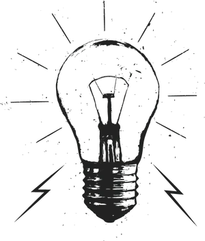 Grunge Style Lightbulb Illustration PNG image