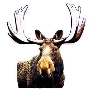 Grunge Style Moose Head Art PNG Yjk PNG