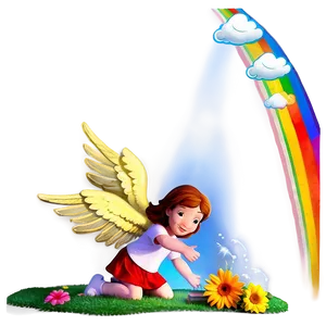 Guardian Angel And Rainbow PNG Qsp99 PNG