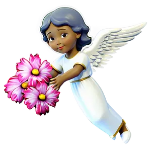 Guardian Angel With Flowers PNG Wil23 PNG