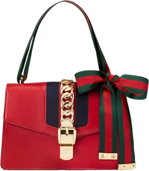 Gucci Redand Navy Handbagwith Green Red Ribbon PNG image