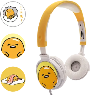 Gudetama Themed Headphones PNG image