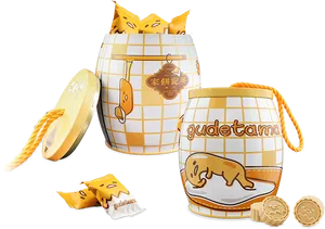 Gudetama Themed Packagingand Cookies PNG image